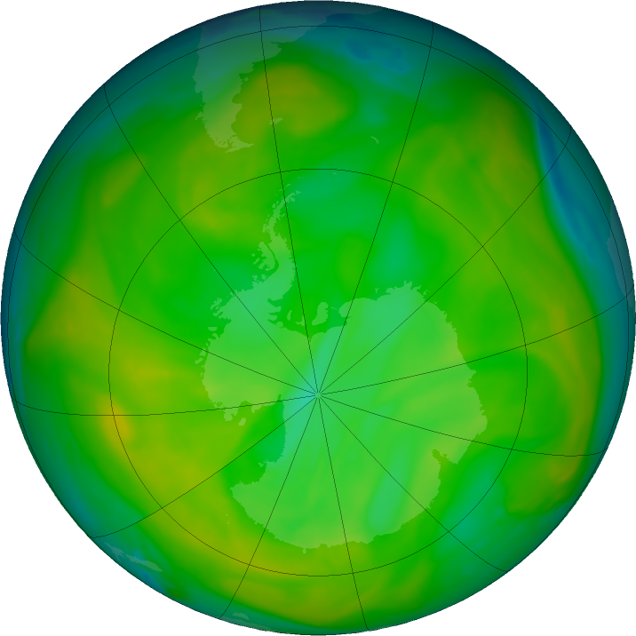 Antarctic ozone map for 27 November 2019